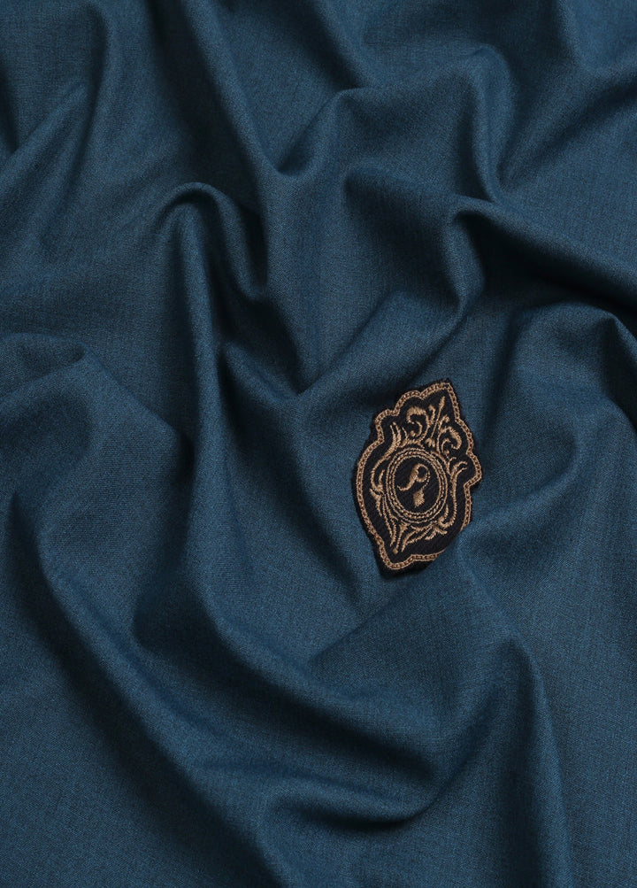 Men Unstitch Textured Shangrila Blend Kameez Shalwar-Prussian-GTS-EW-010