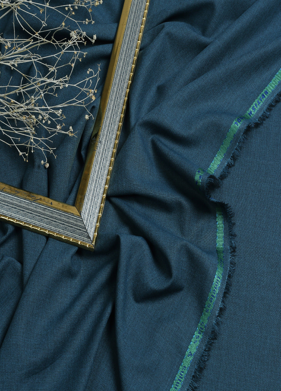 Men Unstitch Textured Shangrila Blend Kameez Shalwar-Prussian-GTS-EW-010