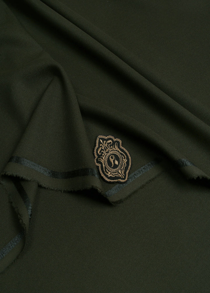 Men Unstitch Self-Textured Monoco Blend Kameez Shalwar-Olive-GTS-EW-011