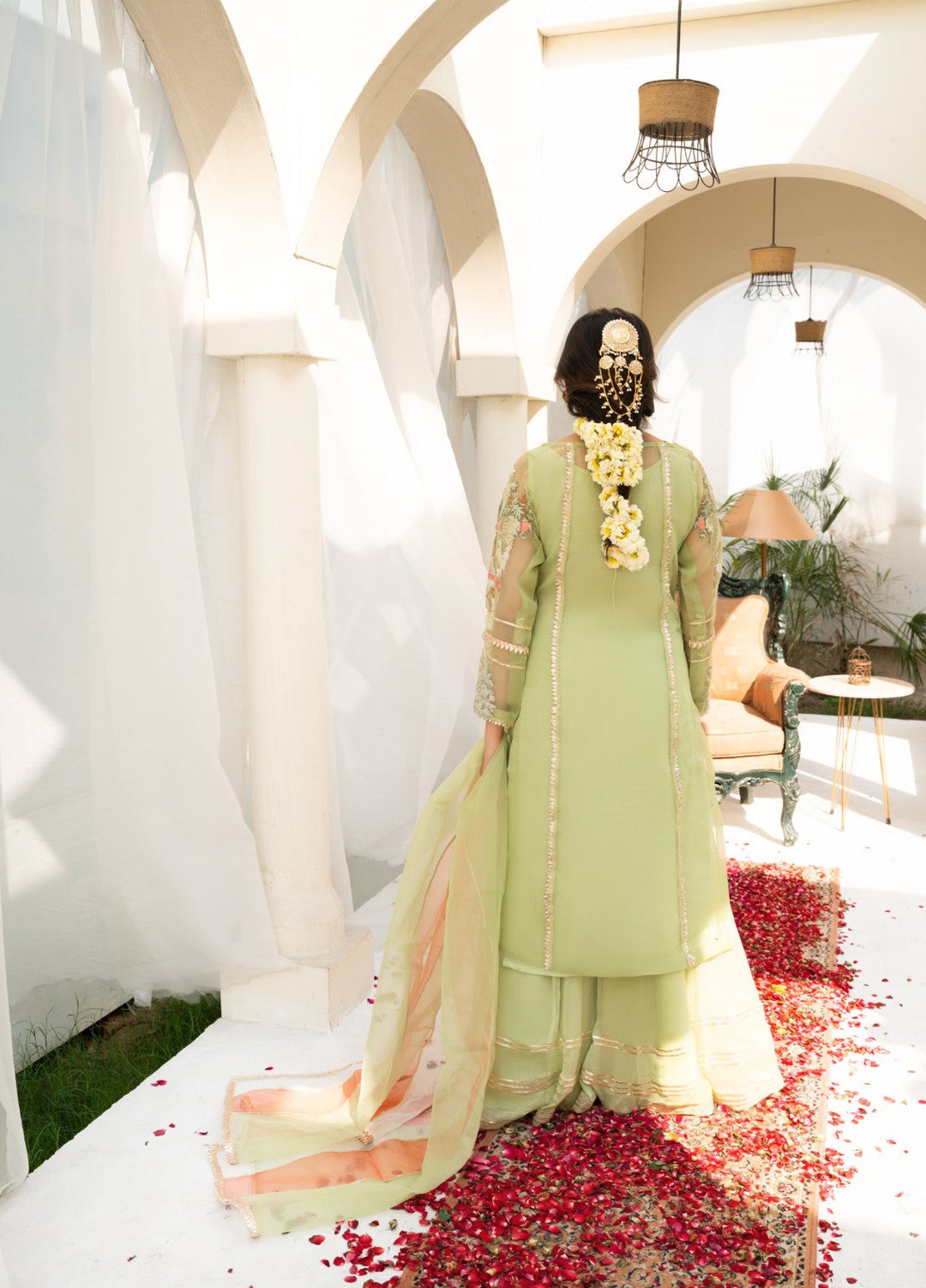 Lotus by Hem Pret Embroidered Organza 4 Piece Suit Light Green