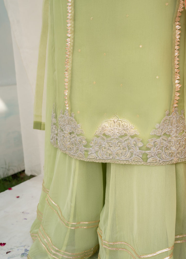 Lotus by Hem Pret Embroidered Organza 4 Piece Suit Light Green