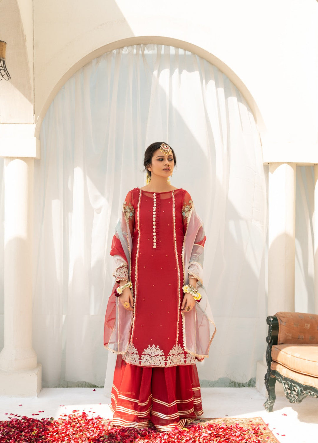 Lotus by Hem Pret Embroidered Organza 4 Piece Suit Maroon