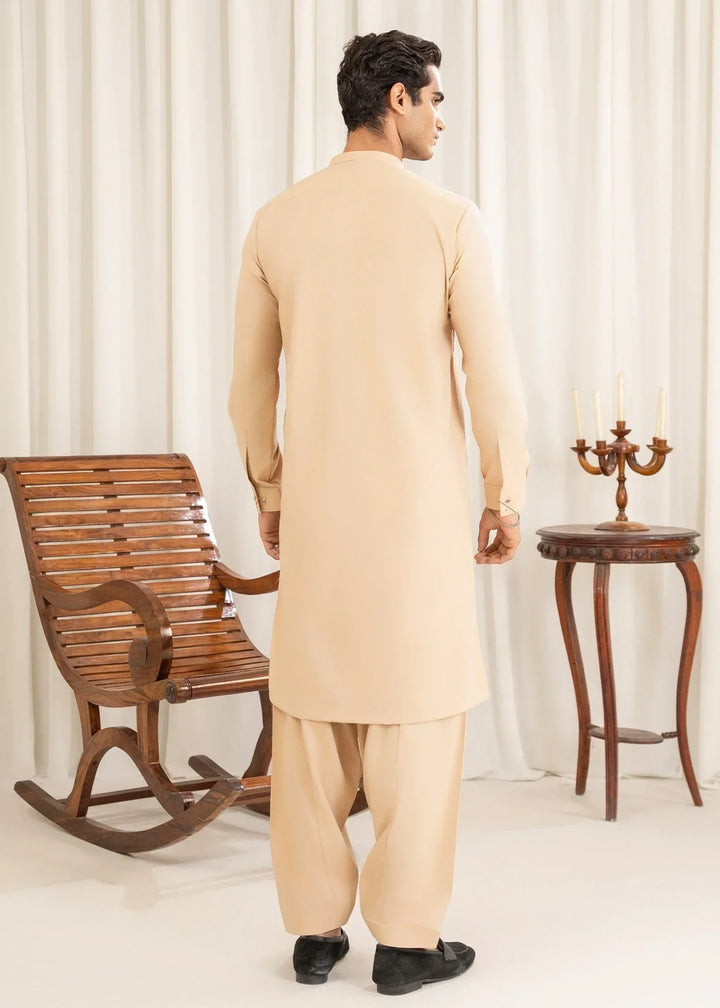 Buraq Mens Arbab Edit  Kurta Shalwar Wash N Wear Bone - Casual Collection
