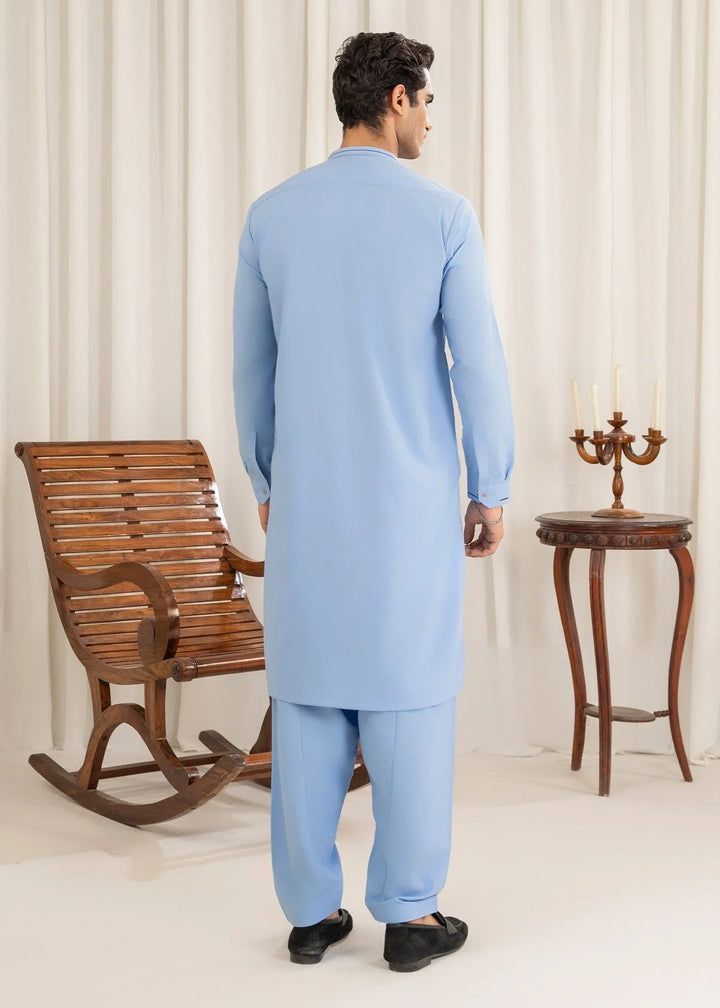 Buraq Mens Arbab Edit  Kurta Shalwar Wash N Wear Sky Blue - Casual Collection