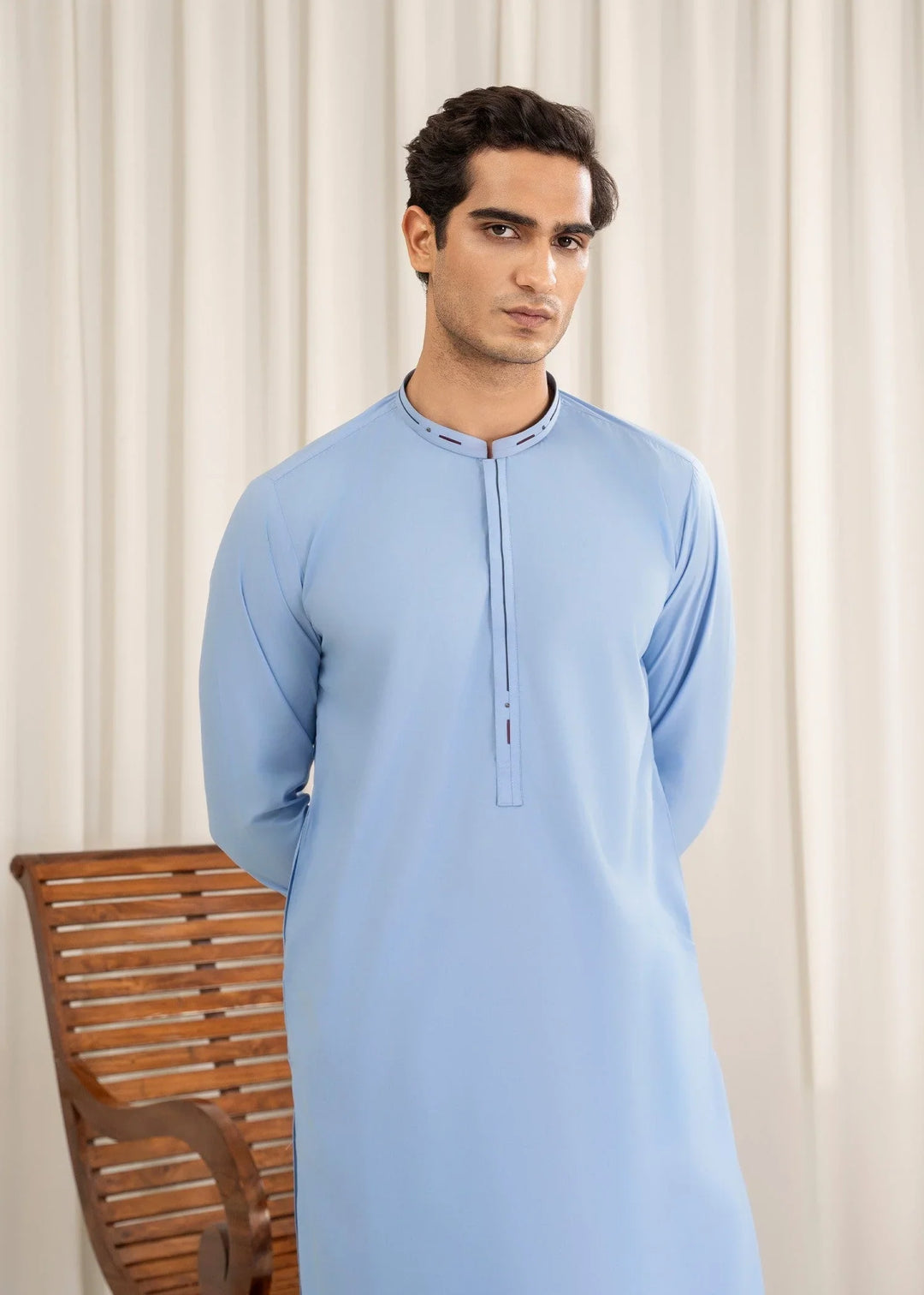 Buraq Mens Arbab Edit  Kurta Shalwar Wash N Wear Sky Blue - Casual Collection