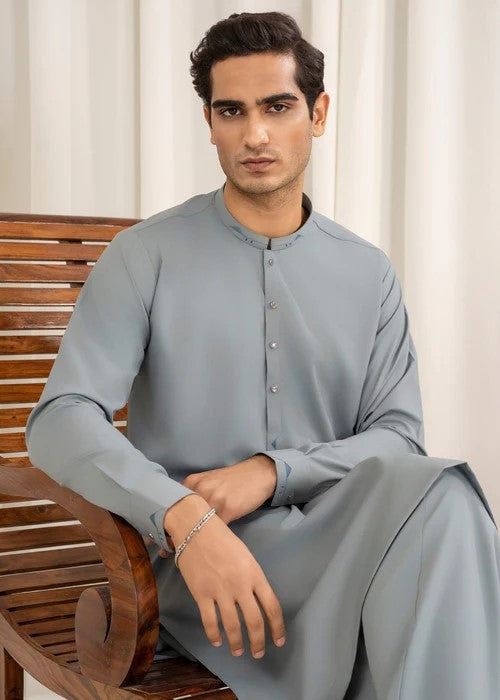 Buraq Mens Arbab Edit  Kurta Shalwar Wash N Wear Pale Blue - Casual Collection