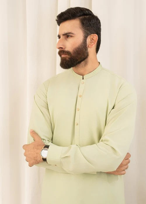 Buraq Mens Arbab Edit  Kurta Shalwar Wash N Wear Lime - Casual Collection