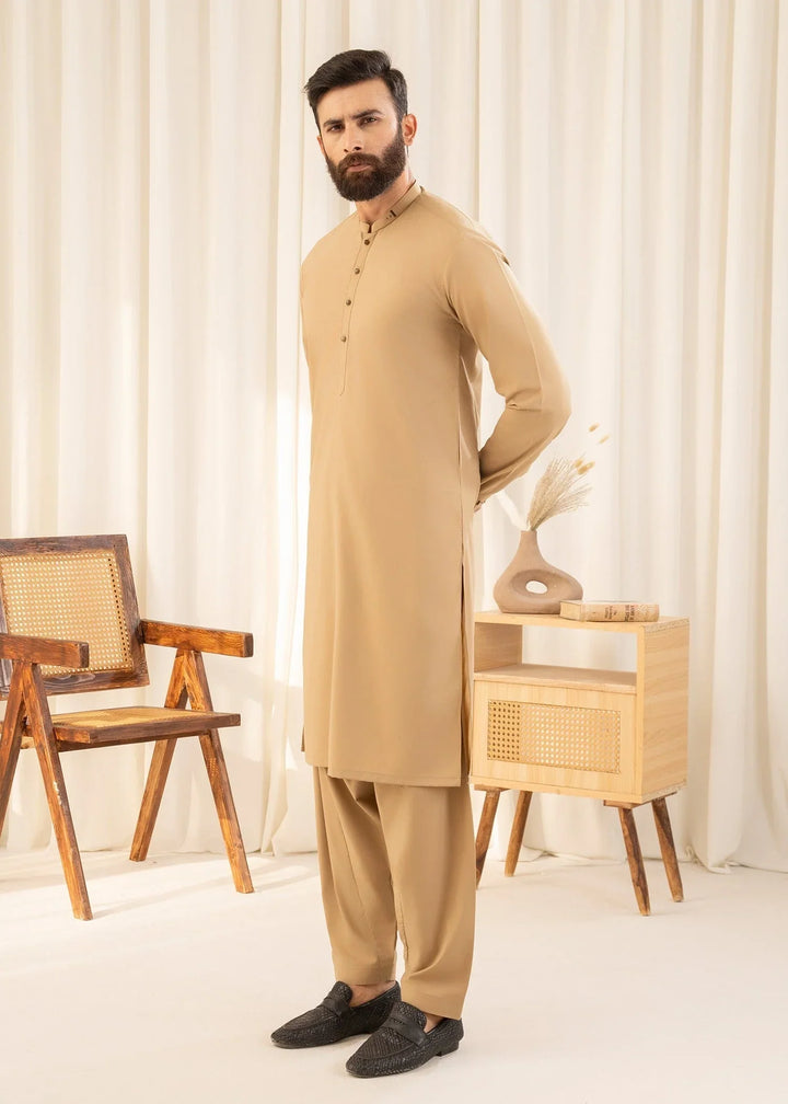Buraq Mens Arbab Edit  Kurta Shalwar Wash N Wear Camel - Casual Collection