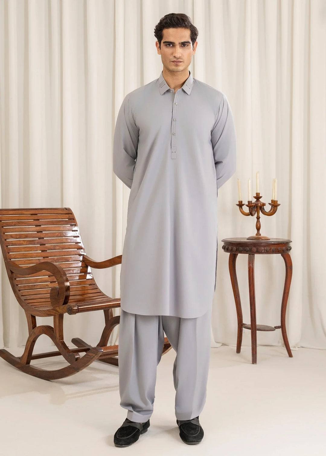 Buraq Mens Arbab Edit  Kurta Shalwar Wash N Wear Mineral - Casual Collection