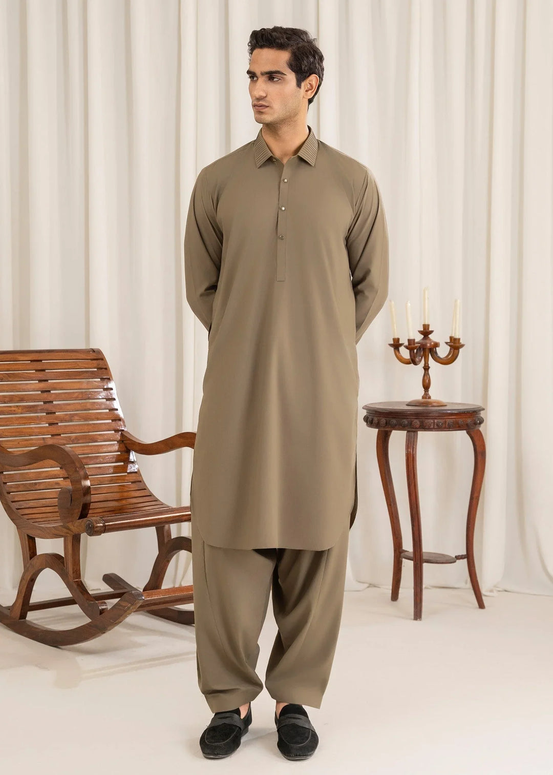 Buraq Mens Arbab Edit  Kurta Shalwar Wash N Wear Kiwi - Casual Collection
