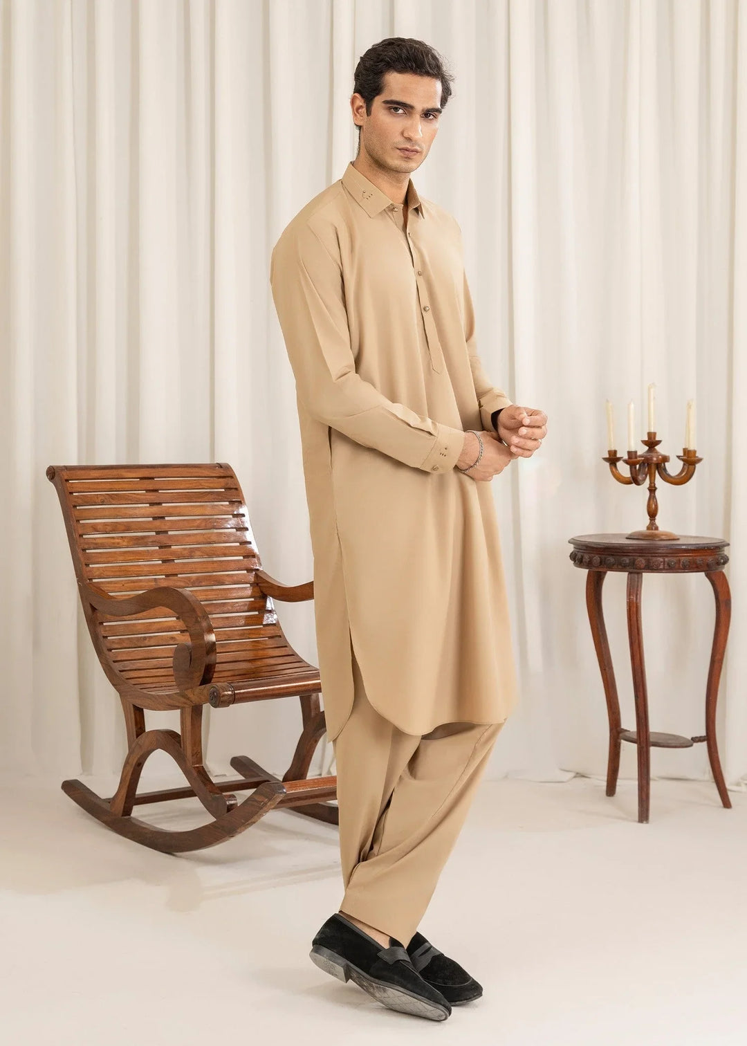Buraq Mens Arbab Edit  Kurta Shalwar Wash N Wear Buttler - Casual Collection