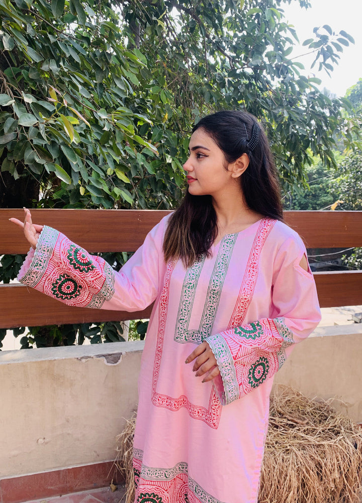 Pret Bee Women Cotton Embroidered Suits 2 Piece Light Pink - Winter Collection