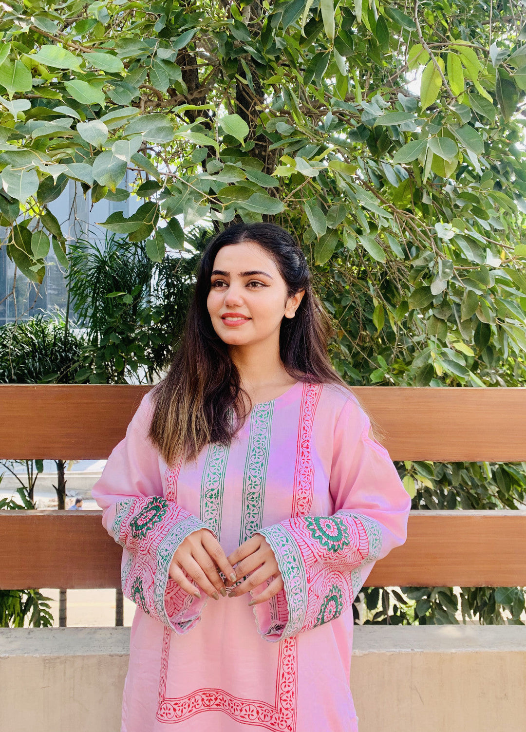 Pret Bee Women Cotton Embroidered Suits 2 Piece Light Pink - Winter Collection