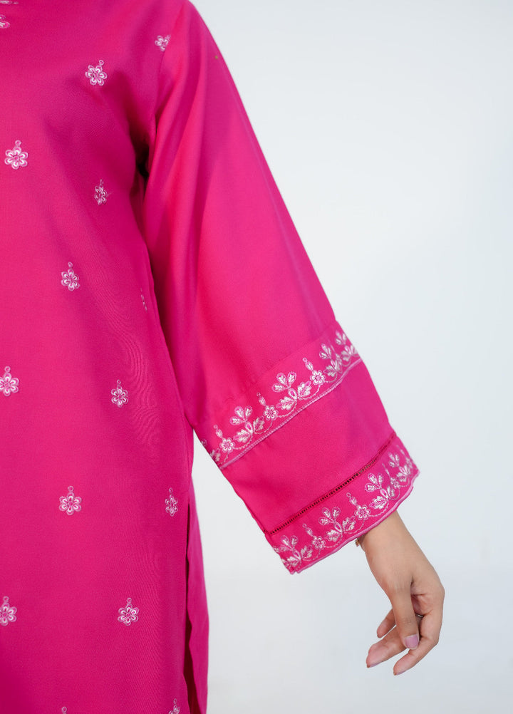 Pret Bee Women Dhanak Embroidered Suits 3 Piece Pink Dhanak - Winter Collection