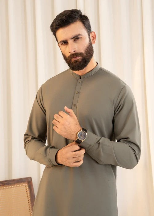 Buraq Mens Arbab Edit  Kurta Shalwar Wash N Wear Cypress - Casual Collection