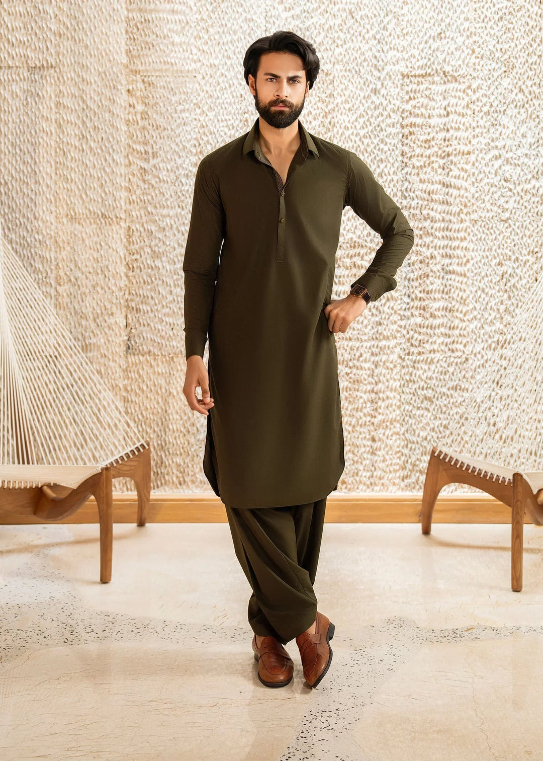 Ghumaan by Buraq Mens Pret Kurta Shalwar Wash n Wear Wajd - Casual Collection