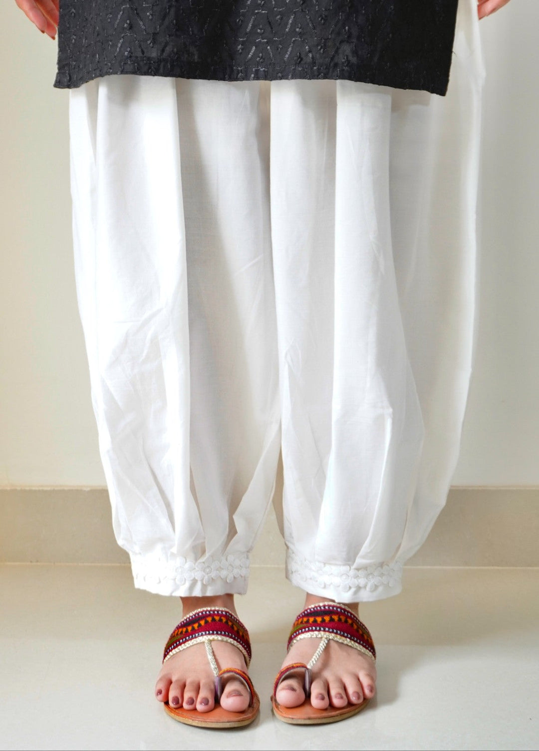 Breezy Basics by Deck Up Women Bottoms 1 Piece Marjina Shalwar - White - Casual Collection