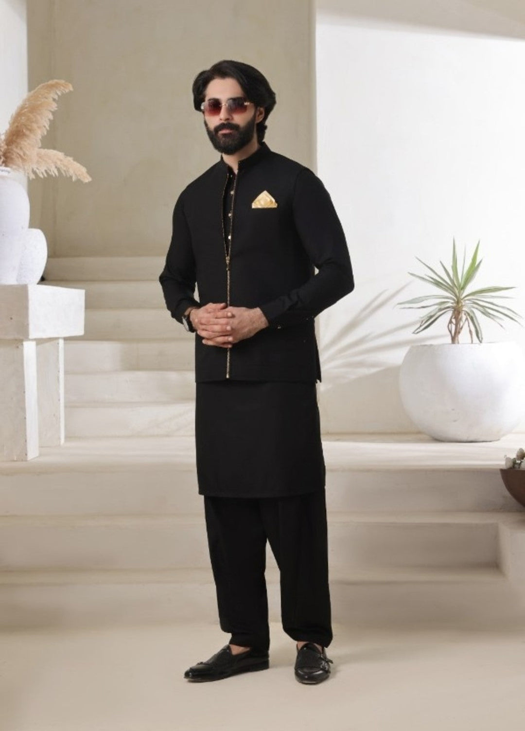 Bazm E Riwayat by Bin Musab Men Kurta Pajama 2 Piece Blended Zipper Storm - Festive Collection
