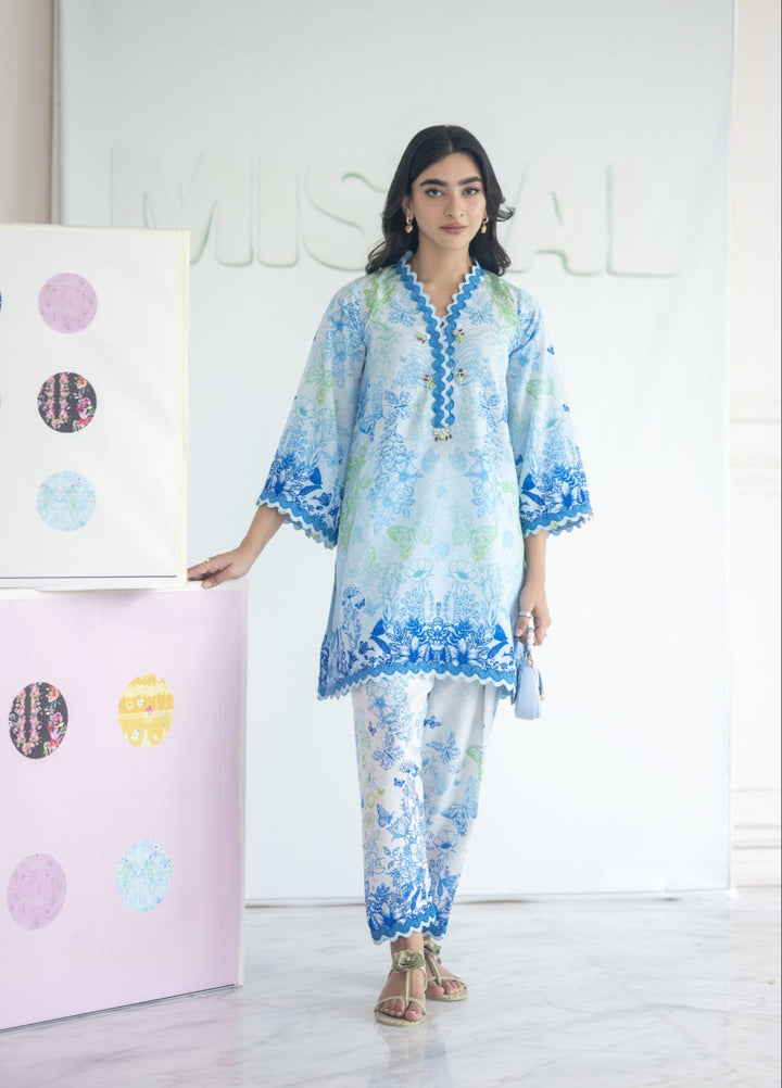 Misaal by Ayesha Somaya Charmed Women Pret Lawn Silk Suits 2 Piece Azure Bloom - Casual Collection