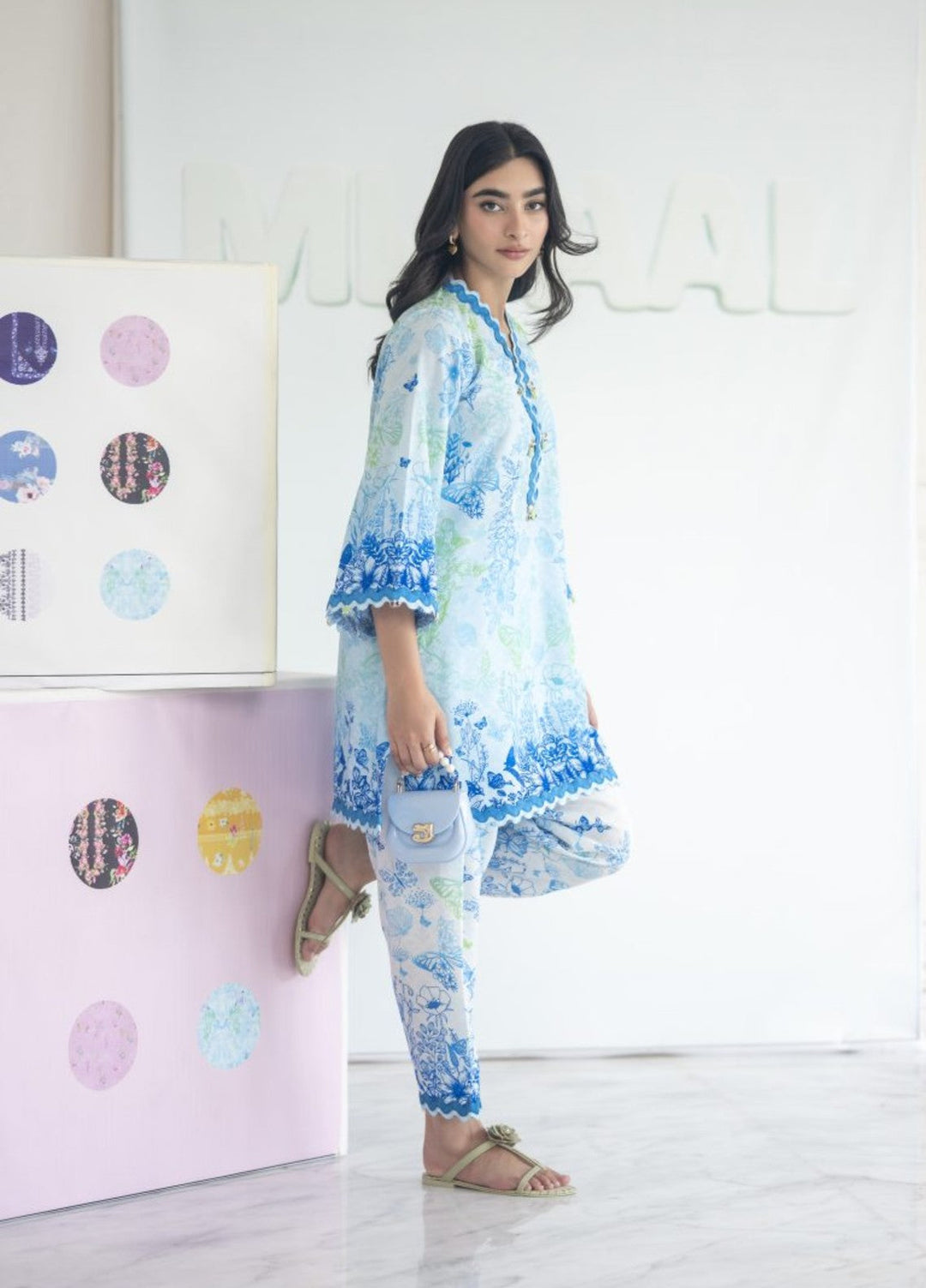 Misaal by Ayesha Somaya Charmed Women Pret Lawn Silk Suits 2 Piece Azure Bloom - Casual Collection