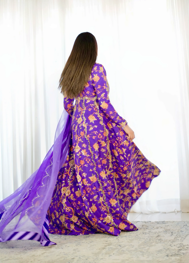 Luxe By Hues Atelier Women Pret 2 Piece Purple Printed Pishwas Formal - Formals Collection