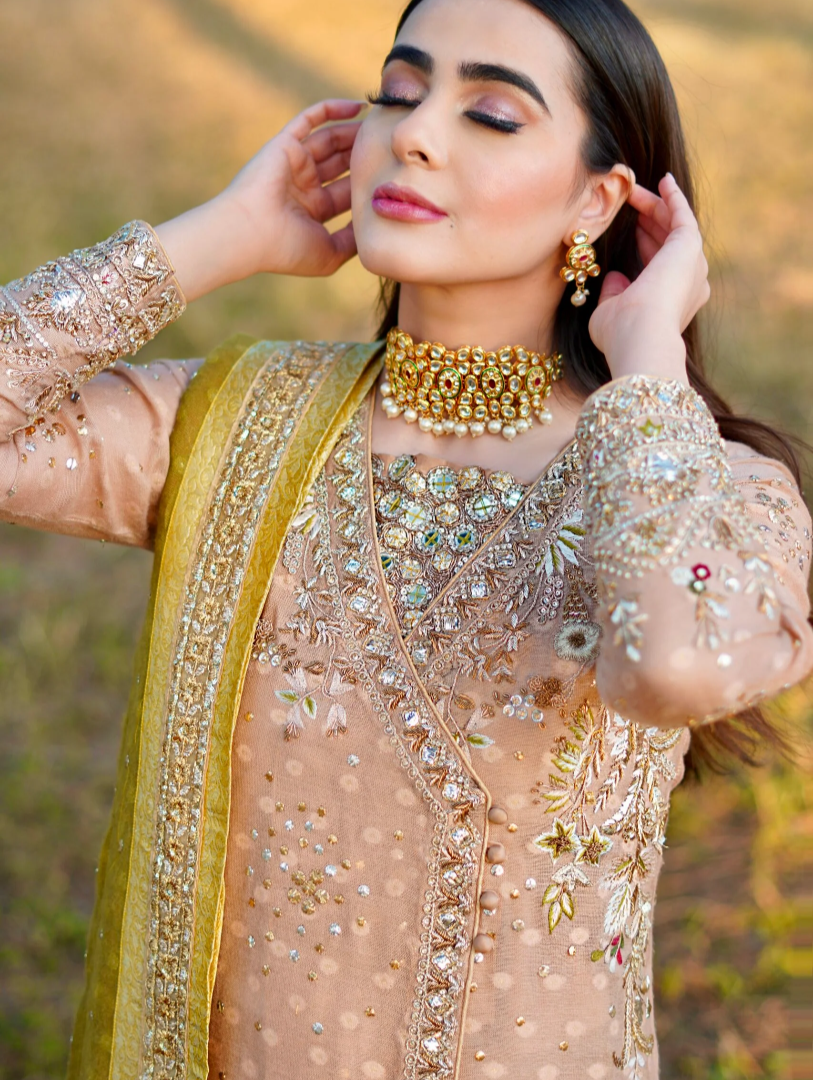 Luxe By Hues Atelier Women Pret 3 Piece Lucknowy Angrakha - Formals Collection