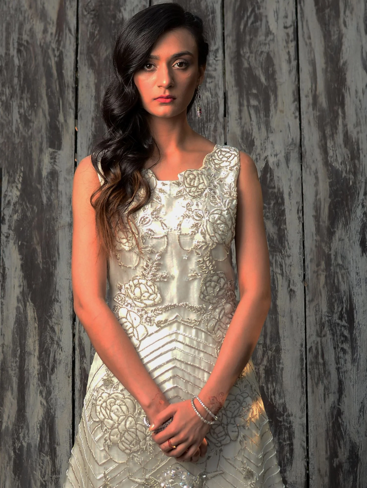 Luxe By Hues Atelier Women Pret 1 Piece White Loom - Formals Collection