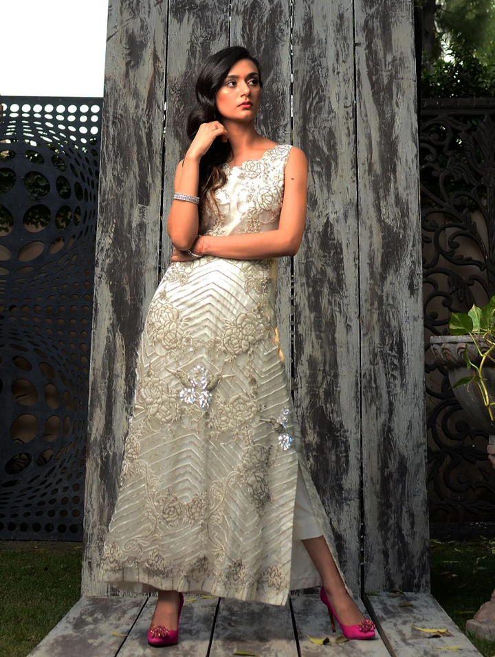 Luxe By Hues Atelier Women Pret 1 Piece White Loom - Formals Collection