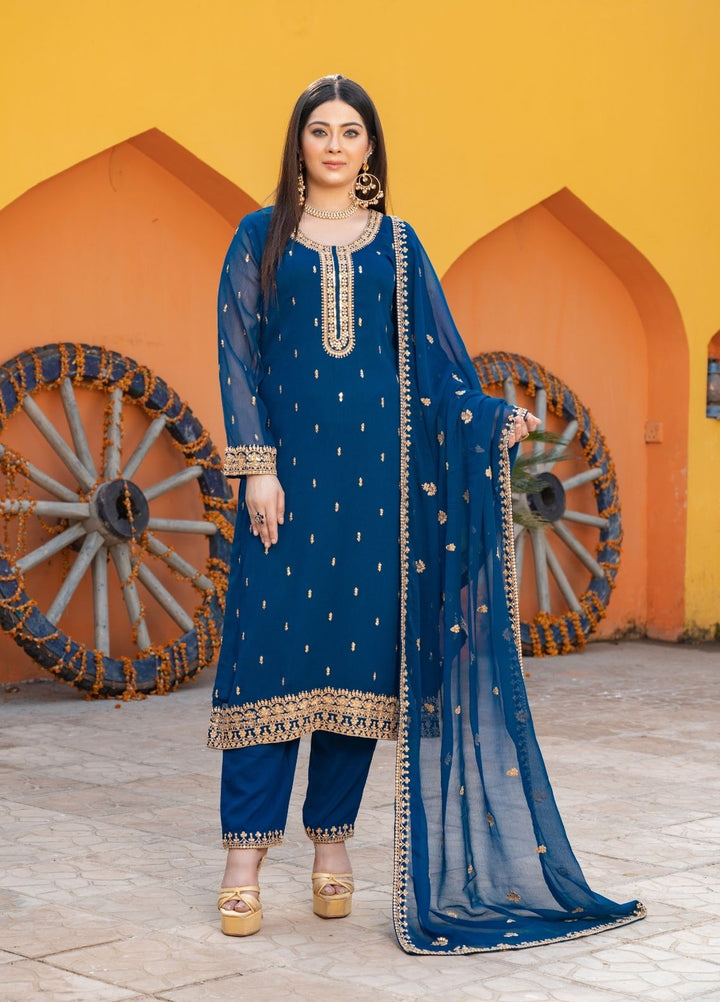 Rang e Haya by Abaan Zohan Woman Pret Chiffon 3 Piece Ada Peacock - Festive Collection