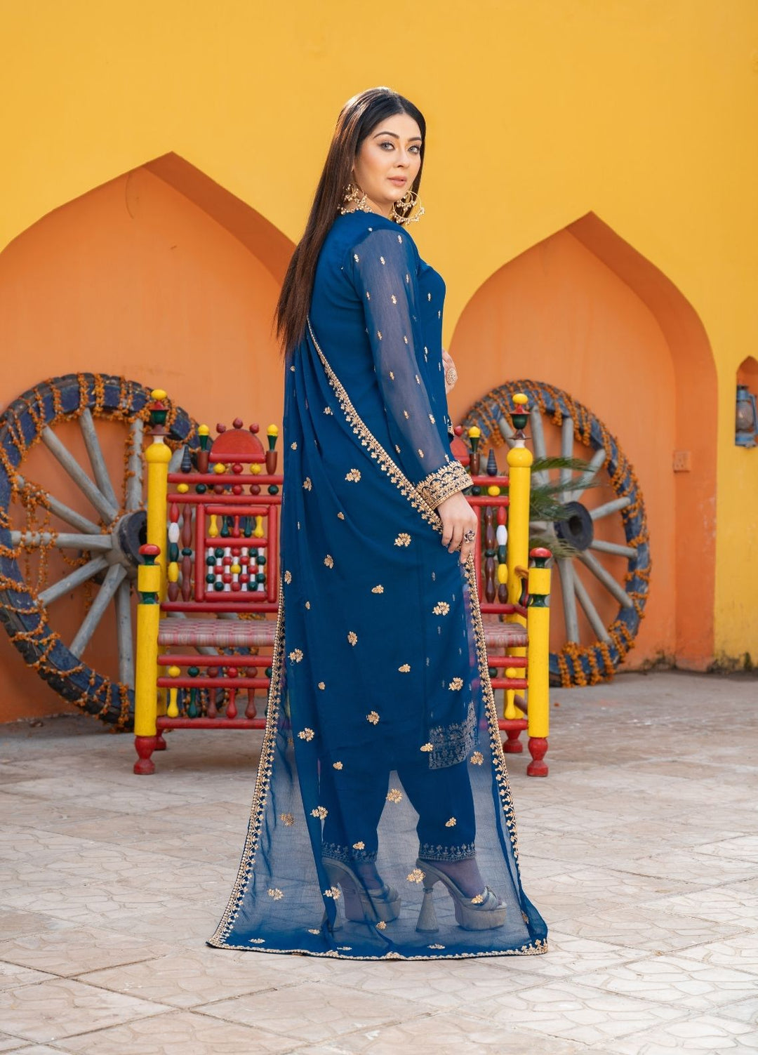 Rang e Haya by Abaan Zohan Woman Pret Chiffon 3 Piece Ada Peacock - Festive Collection