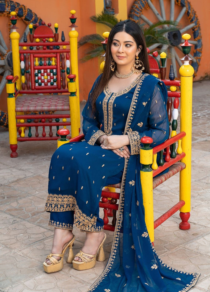 Rang e Haya by Abaan Zohan Woman Pret Chiffon 3 Piece Ada Peacock - Festive Collection