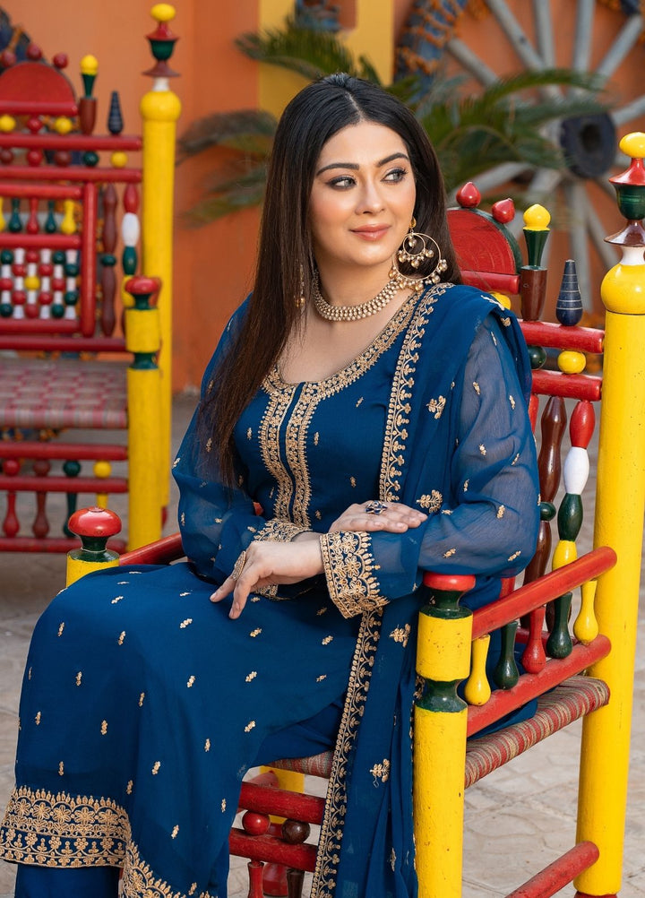 Rang e Haya by Abaan Zohan Woman Pret Chiffon 3 Piece Ada Peacock - Festive Collection