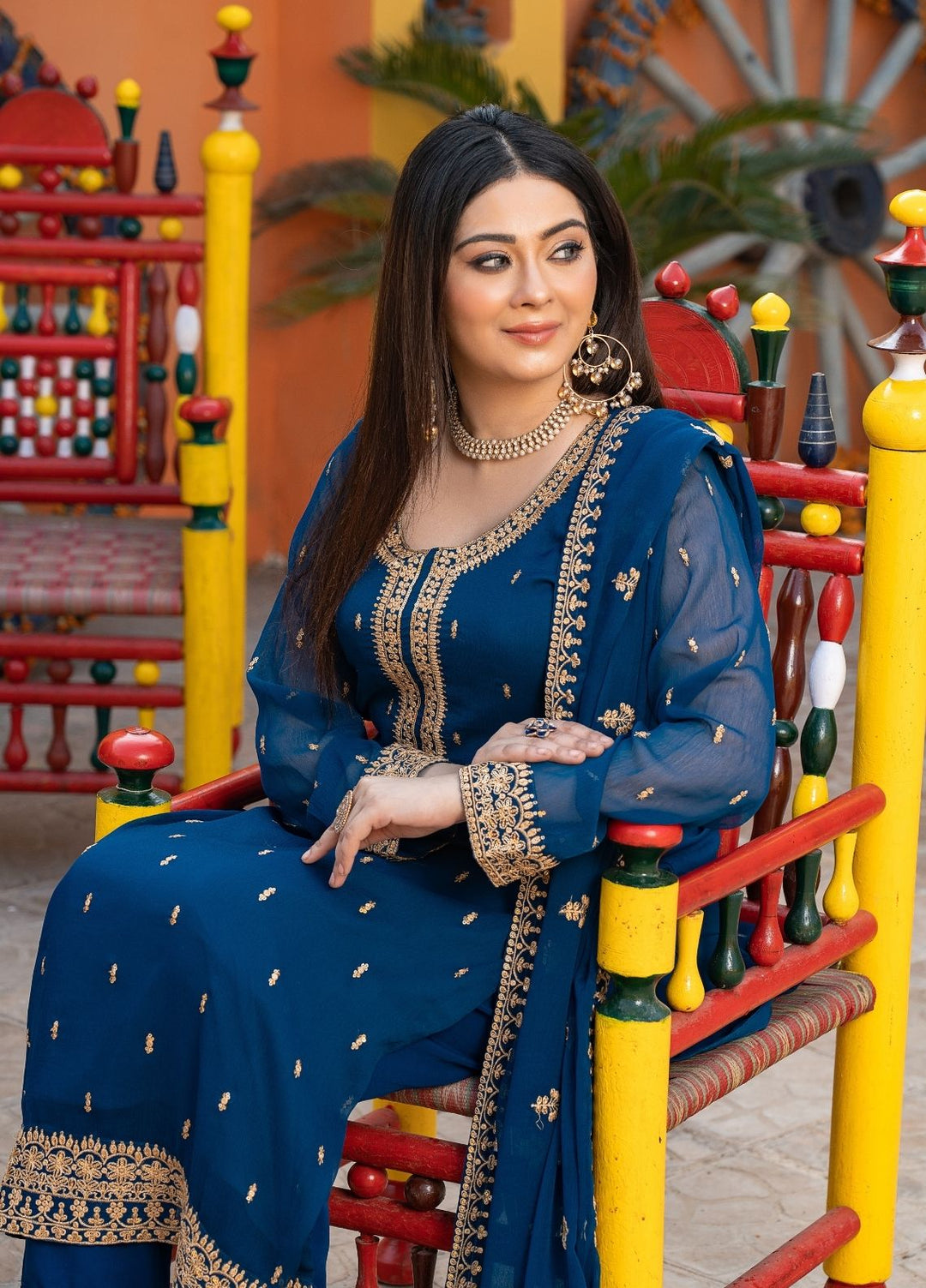 Rang e Haya by Abaan Zohan Woman Pret Chiffon 3 Piece Ada Peacock - Festive Collection