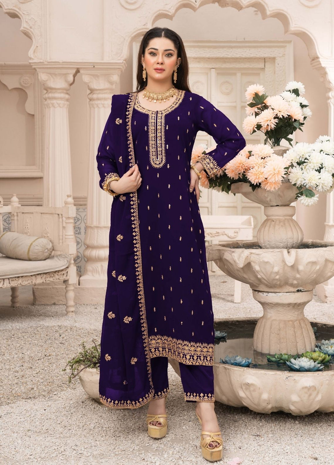 Rang e Haya by Abaan Zohan Woman Pret Chiffon 3 Piece Ada Purple - Festive Collection