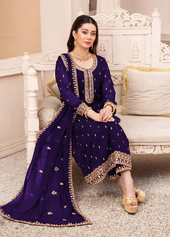 Rang e Haya by Abaan Zohan Woman Pret Chiffon 3 Piece Ada Purple - Festive Collection