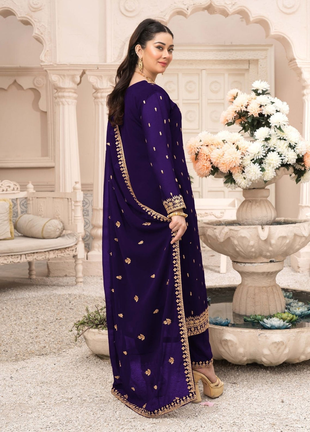 Rang e Haya by Abaan Zohan Woman Pret Chiffon 3 Piece Ada Purple - Festive Collection