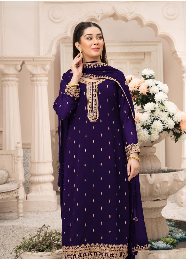 Rang e Haya by Abaan Zohan Woman Pret Chiffon 3 Piece Ada Purple - Festive Collection