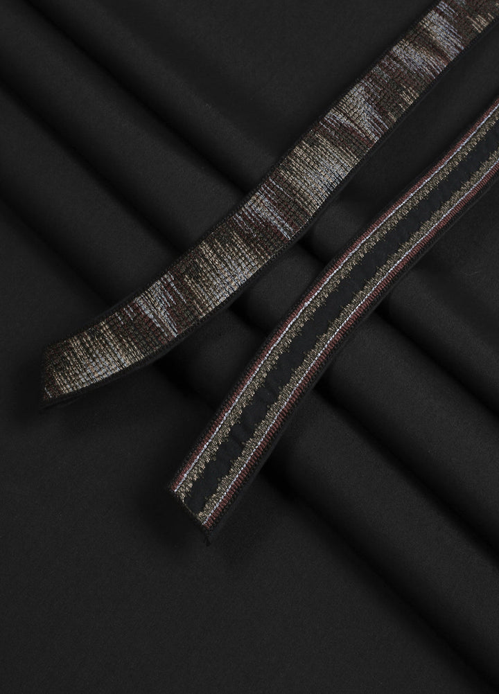 Monochorme by fabrich Men Unstitch 5-Colors Ikat Effect Embroidered Bann/Placket Black GTS-FE-018 - Casual Collection