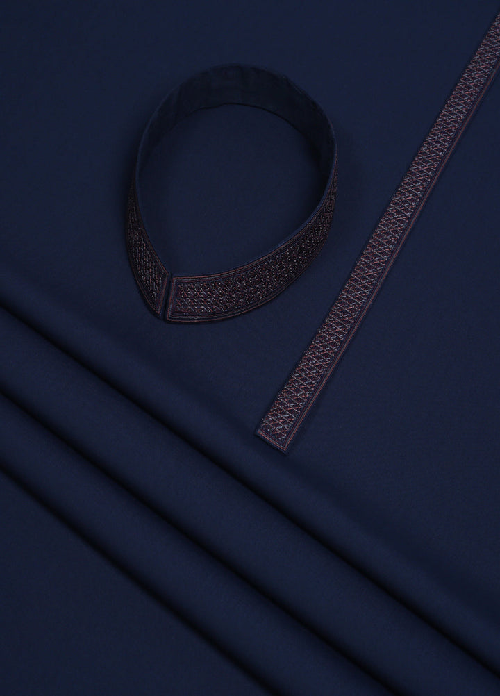 Monochorme by fabrich Men Unstitch 5-Colors Cross-Stitch Embroidered Bann/Placket Navy GTS-FE-019 - Casual Collection