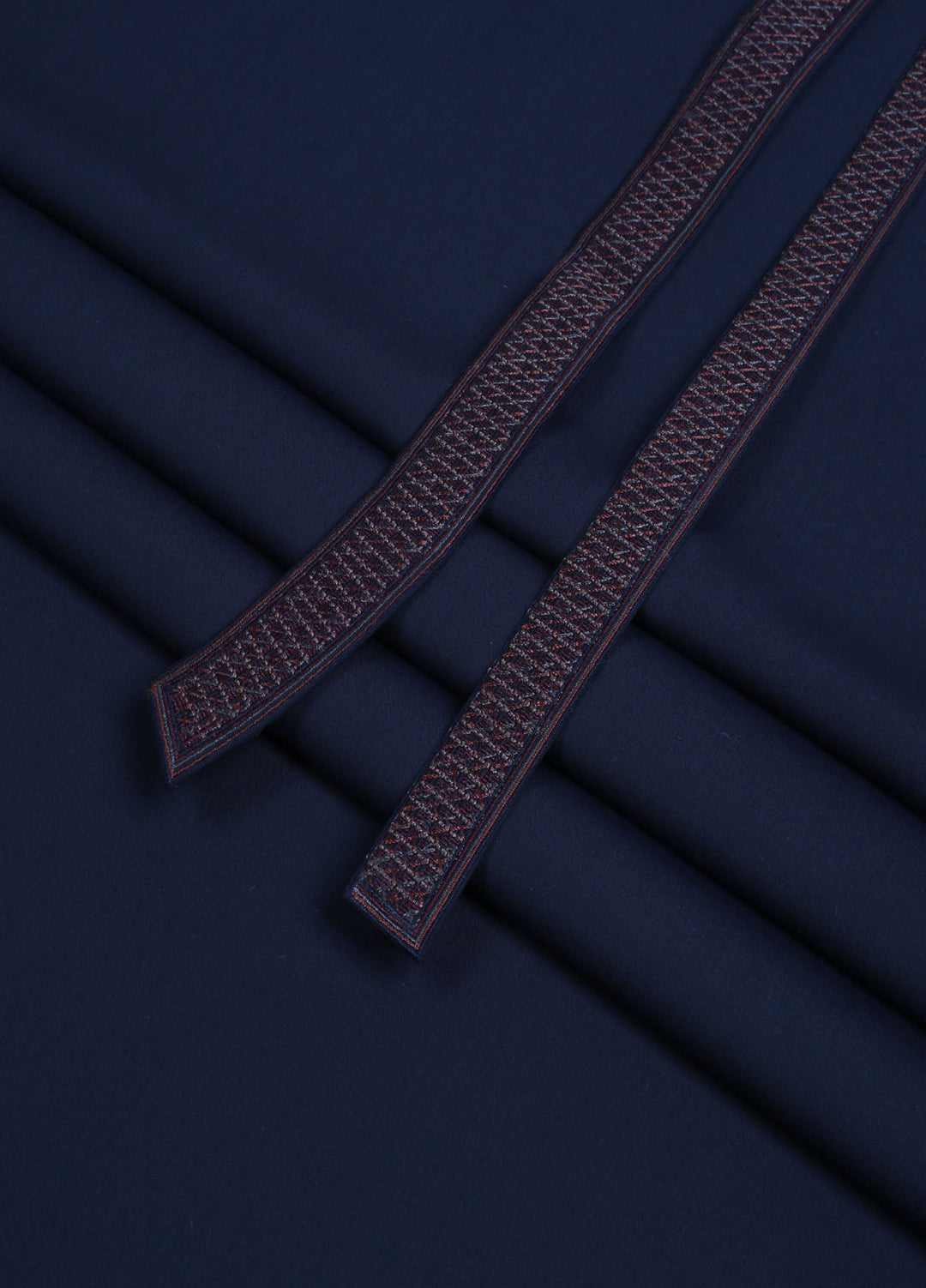 Monochorme by fabrich Men Unstitch 5-Colors Cross-Stitch Embroidered Bann/Placket Navy GTS-FE-019 - Casual Collection