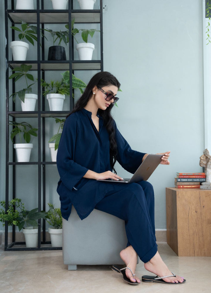 Evenmore by The Slay Wear Pret Crepe 2 Piece Navy Muse - Formals Collection