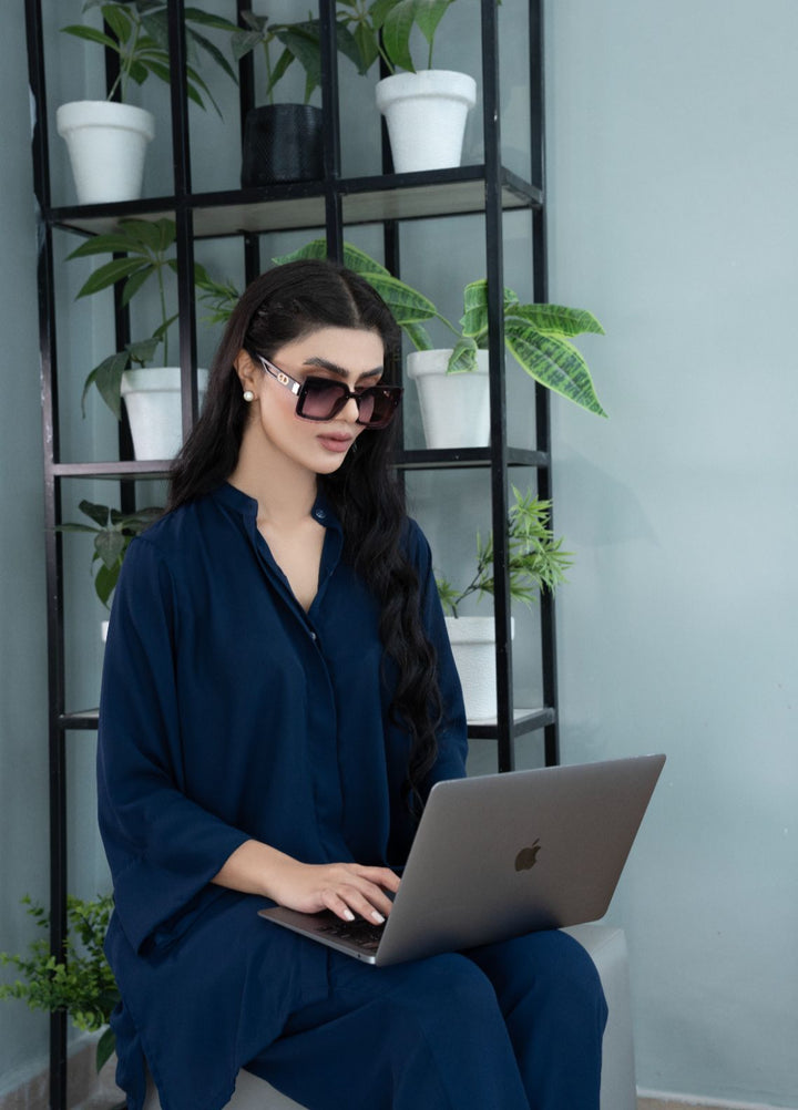 Evenmore by The Slay Wear Pret Crepe 2 Piece Navy Muse - Formals Collection