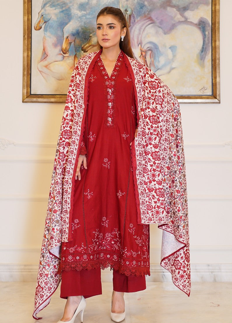 Zyna Unstitched Embroidered Khaddar 3 Piece Rhea - Winter Collection