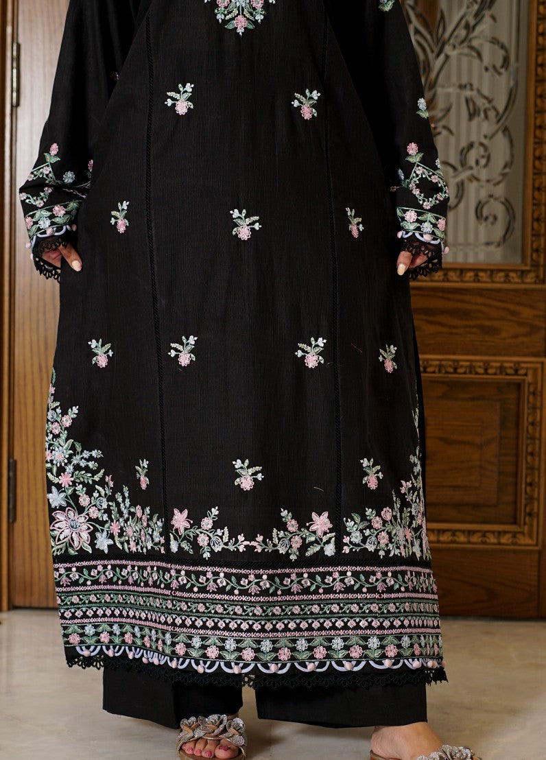 Zyna Unstitched Embroidered Khaddar 3 Piece Noir - Winter Collection