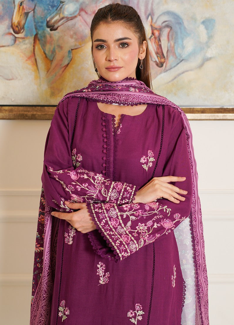 Zyna Unstitched Embroidered Khaddar 3 Piece Zyra - Winter Collection