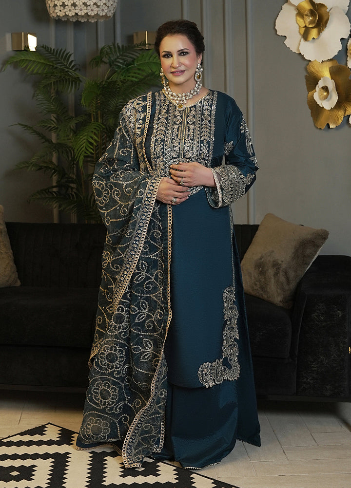 Sahane Ready To Wear Chiffon 3 Piece Suit Tsg-04 Azure Pret - Formals Collection