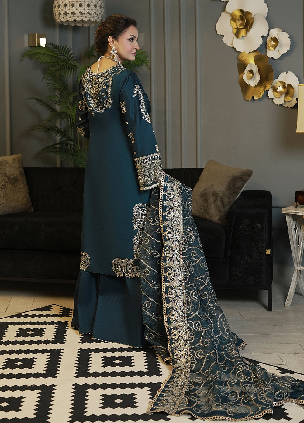 Sahane Ready To Wear Chiffon 3 Piece Suit Tsg-04 Azure Pret - Formals Collection