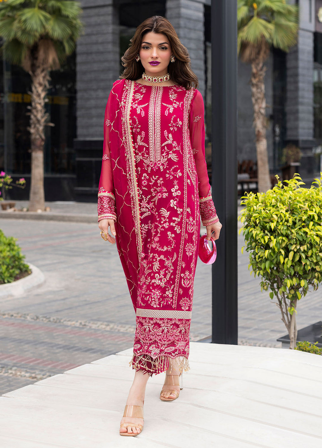 Sahane Ready To Wear Chiffon 3 Piece Suit Ct 25003 Dousee Pret - Formals Collection