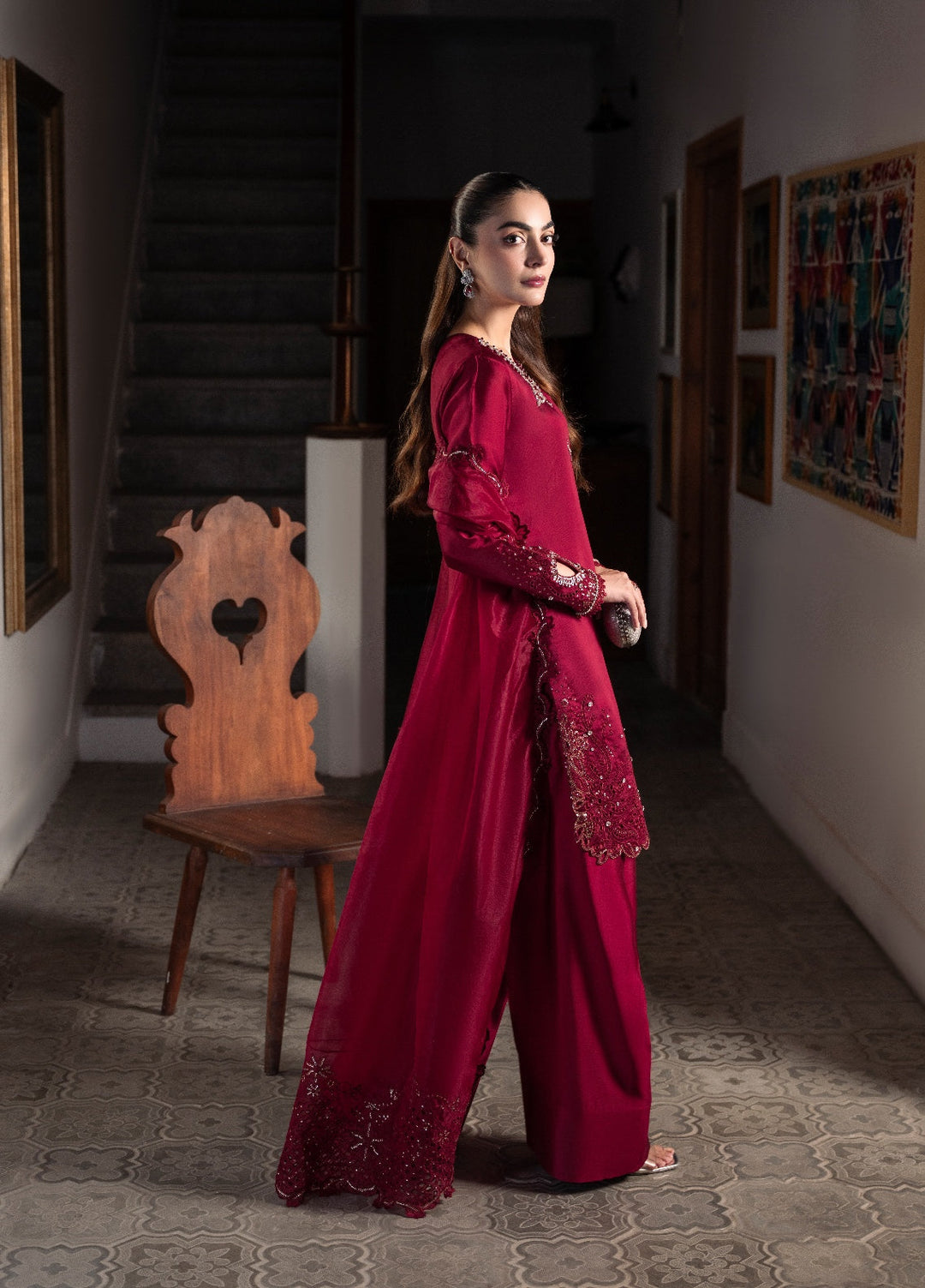 Amelia by Scherezade Women Pret Luxury Shisha Silk 3 Piece Rosette - Festive Collection