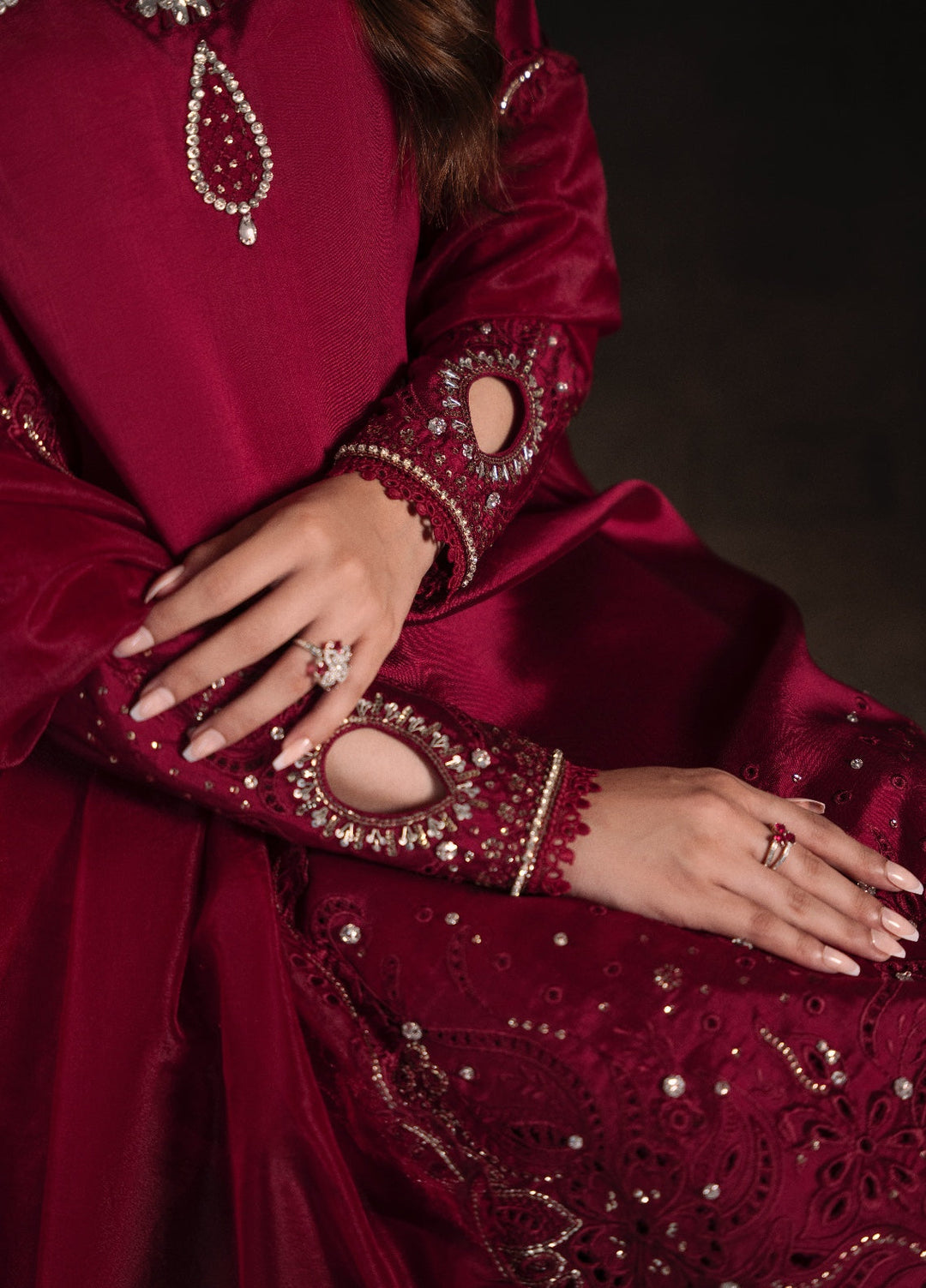 Amelia by Scherezade Women Pret Luxury Shisha Silk 3 Piece Rosette - Festive Collection